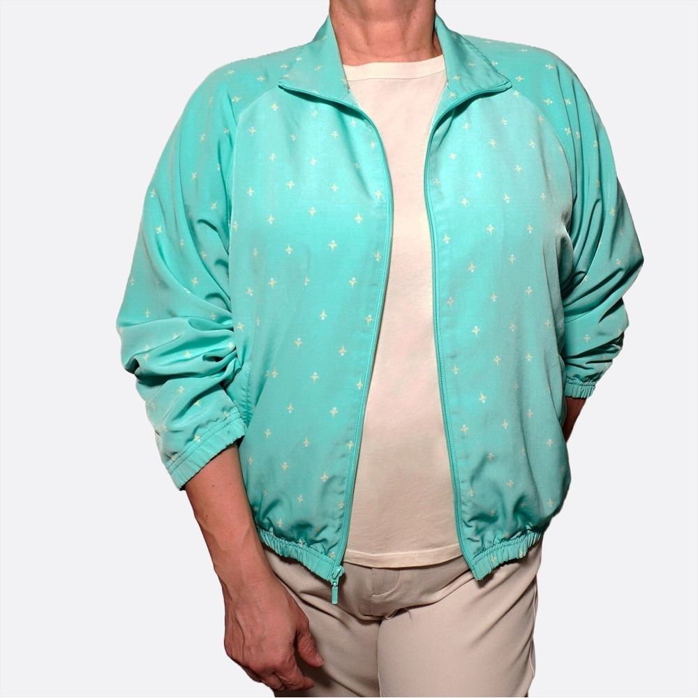 EP Pro Turquoise Satin Track Jacket‎ XL 1X Plus Size Athleisure Statement